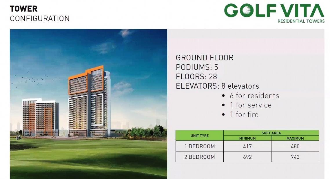 golf vita apartment dubai 1 and 2 bedrrom