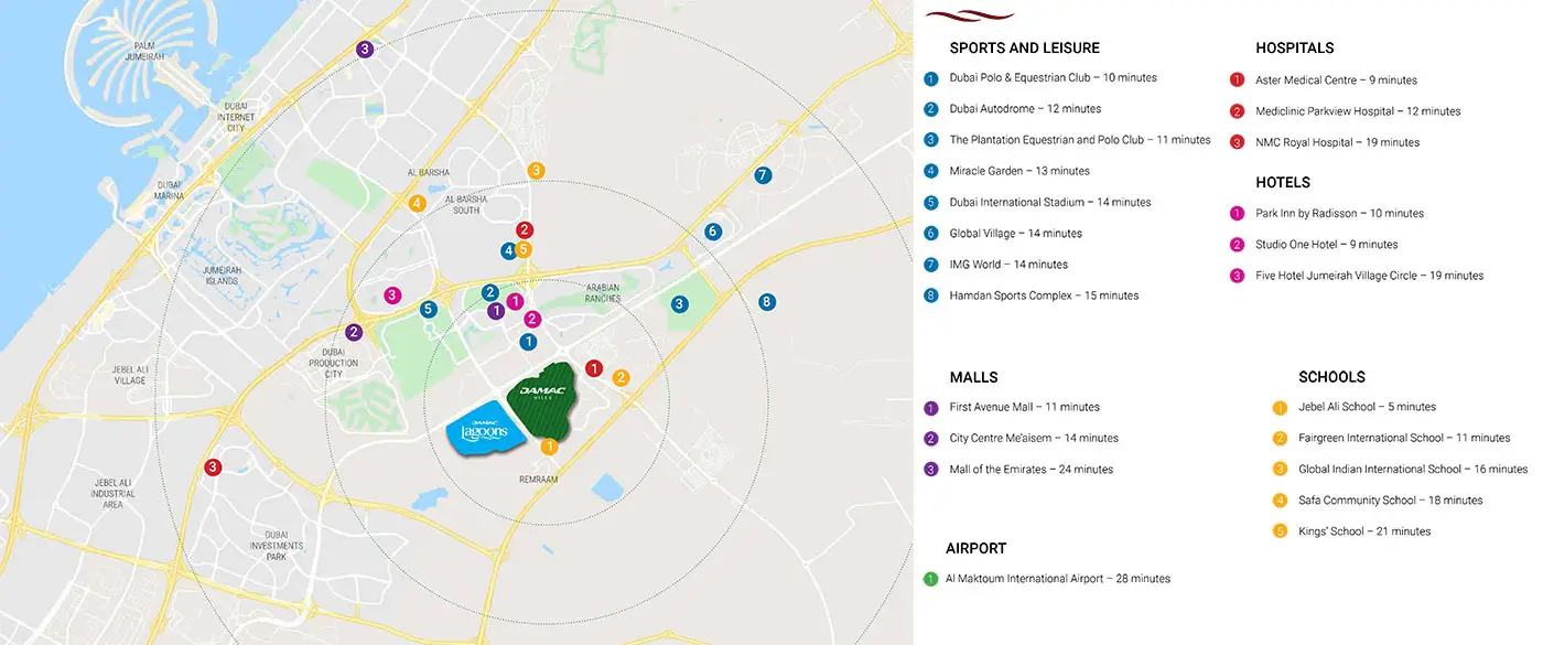 Damac lagoons location Map